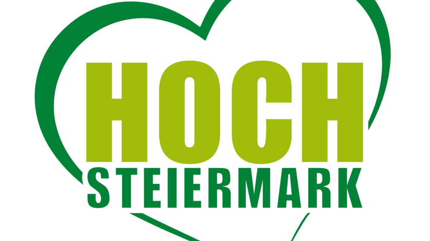 Unsere Tipps: Ausflüge in der Steiermark Logo von Hoch Steiermark mit grünem Herzsymbol