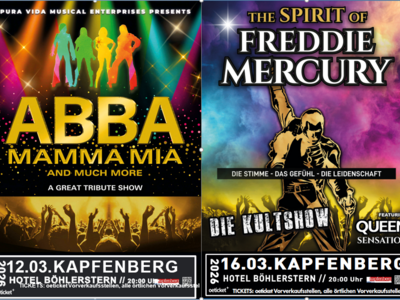 Böhlerstern: das Hotel in Kapfenberg für Seminare und Veranstaltungen ABBA Tribute Show am 12.03.2026 und The Spirit of Freddie Mercury am 16.03.2026 in Kapfenberg